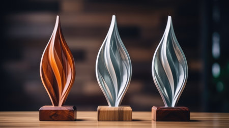 Wooden and crystal glass trophy plaque for awarding ceremonyの素材