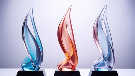 Crystal glass trophy plaque for awarding ceremonyの素材