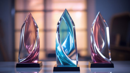 Crystal glass trophy plaque for awarding ceremonyの素材