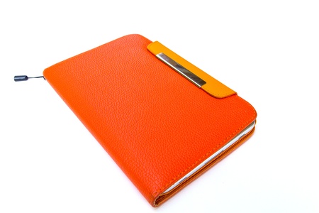 Tablet computer in orange caseの写真素材