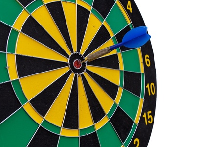 Blue darts on the target in redの写真素材