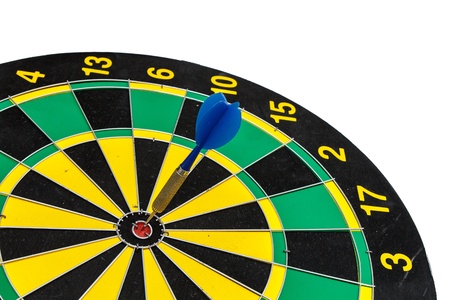 Blue darts on the target in redの写真素材