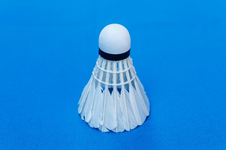 Badminton shuttercock on blue backgroundの写真素材