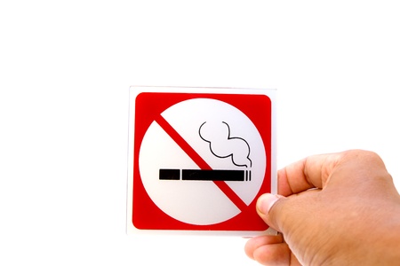 Hand show no smoking symbol isolated on white backgroundの写真素材