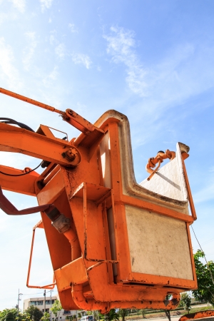 Part of crane car and sky backgroundの写真素材