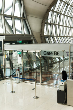 Waiting area at gate 6 Suvarnabhumi airport terminal, Thailandのeditorial素材