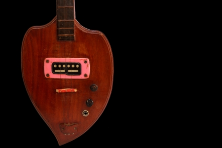 Thai lute guitar the Thai North Northeast region music instrument on blackの写真素材
