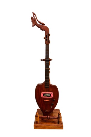Thai lute guitar the Thai North Northeast region music instrument on whiteの写真素材