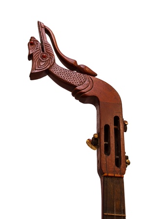 Part of Thai lute guitar the Thai Northeast region music on whiteの写真素材
