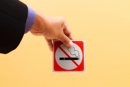 Business man hand show no smoking symbolの写真素材