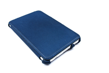 Tablet computer in blue case2の写真素材