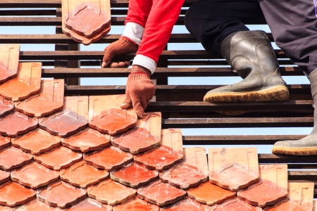 Construction worker working on the roof-3の写真素材