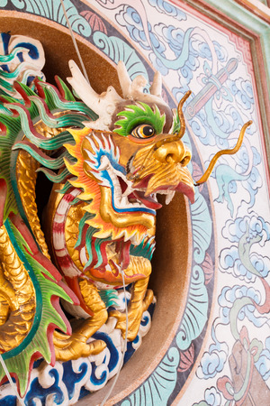 Art of Chinese dragon on the wallの写真素材