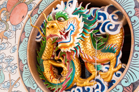 Art of Chinese dragon on the wall-2の写真素材