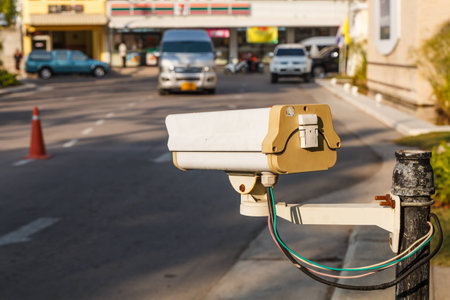 CCTV Camera check before car come inの写真素材