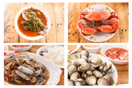 Seafood set prepare for eatの写真素材