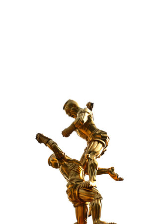 Thai boxing model isolated on white backgroundの写真素材