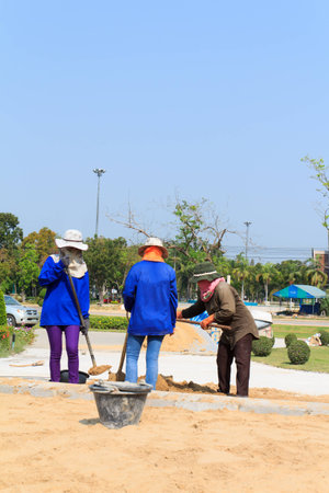 Women construction worker working on construction siteの写真素材