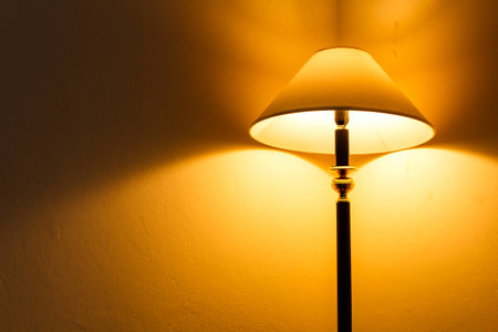 Lamp on the wall in the bedroomの写真素材