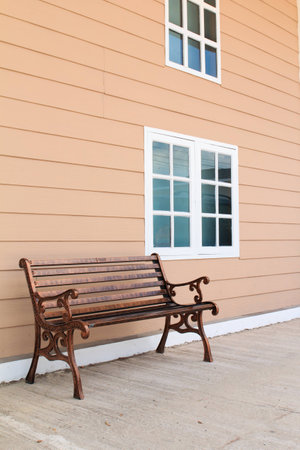 Beach chair put in font of the homeの写真素材
