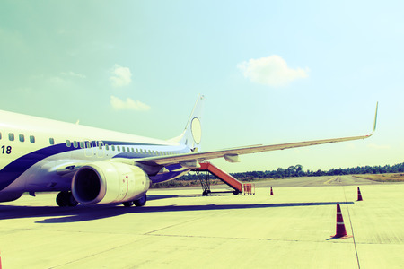 Vintage of airplane after the fight at the air portの写真素材