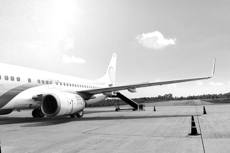 Airplane after the fight at the air portの写真素材