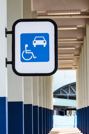 disability and taxi sign at the airportの写真素材