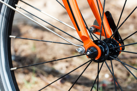 detail of the bicycle wheelの写真素材