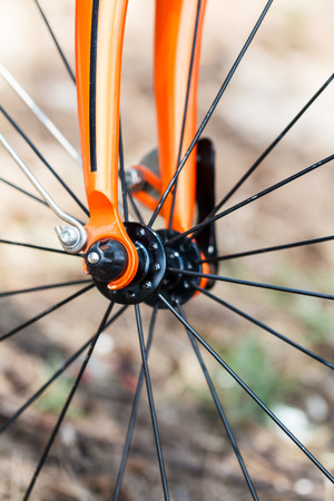 detail of the bicycle wheelの写真素材