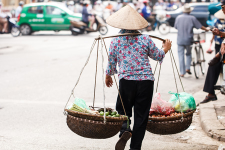 Life of vietnamese at morning market in HANOI, VIETNAMの写真素材