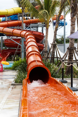 Water sliders in water parkのeditorial素材