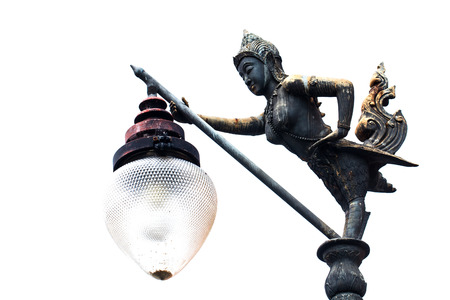 Traditional Art street lamp isolated on white backgroundの写真素材