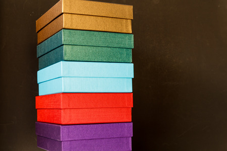 Colors paper box isolated on black background-2の写真素材