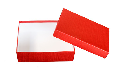 Red paper box isolated on white backgroundの写真素材