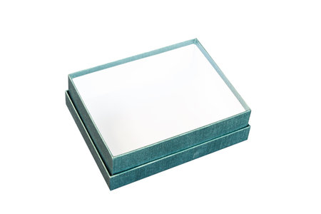 Green paper box isolated on white background