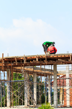 Construction worker working on construction site-2の写真素材