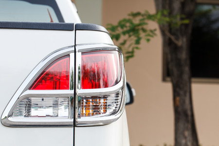 Close-up of back car light at parking in frame-2の写真素材