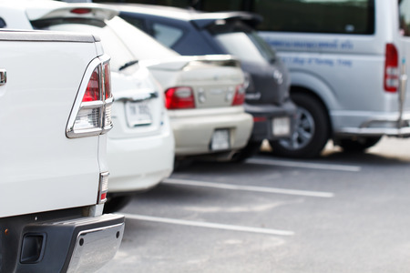 Car park in parking lotの写真素材