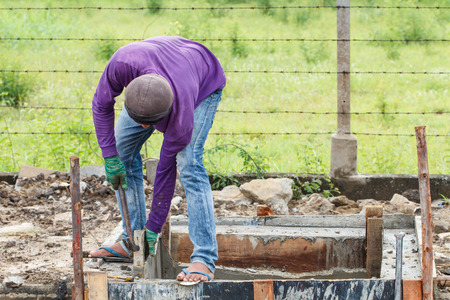 Rural construction worker on road construction, Thailandの写真素材