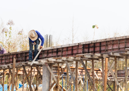 Construction worker working on daytime