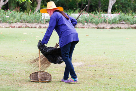 Road Sweeper cleaning walkway in the public park