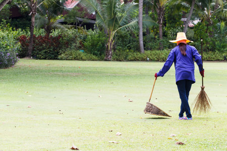 Road Sweeper cleaning in the public park