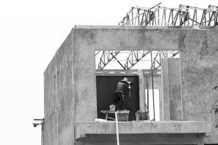 Worker working in construction siteの写真素材