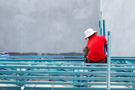 Construction worker working on construction site