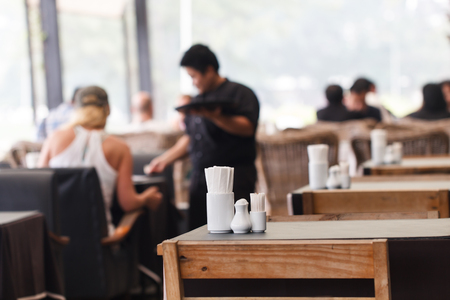 Blurred background : Customer at restaurant blur backgroundの写真素材