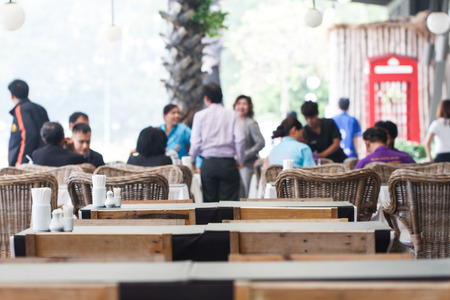 Blurred background : Customer at restaurant blur backgroundの写真素材