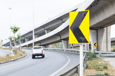 Road sign and car background