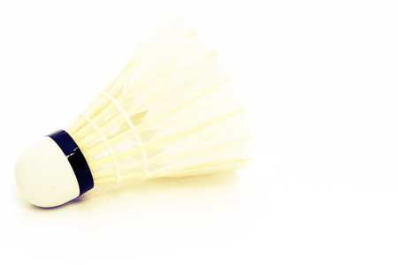 Badminton shuttlecock isolated on whiteの写真素材
