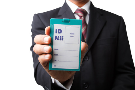 Businessman showing blank identity name card, clipping pathの写真素材