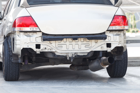 car get damaged by accident on the roadの写真素材
